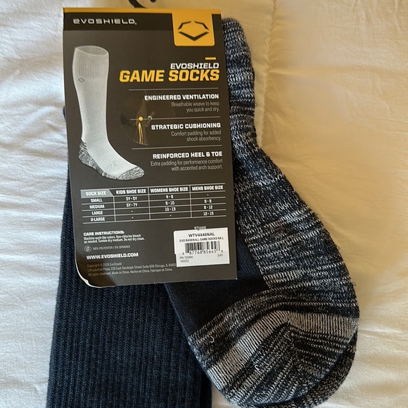 NWT- EVOSHIELD Baseball GAME SOCKS. Dark blue/ Navy. Size LARGE. - Picture 4 of 8